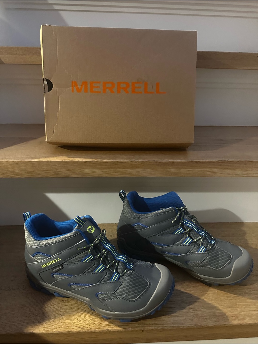 Merrell Men's Gray and Blue Hiking Sneakers